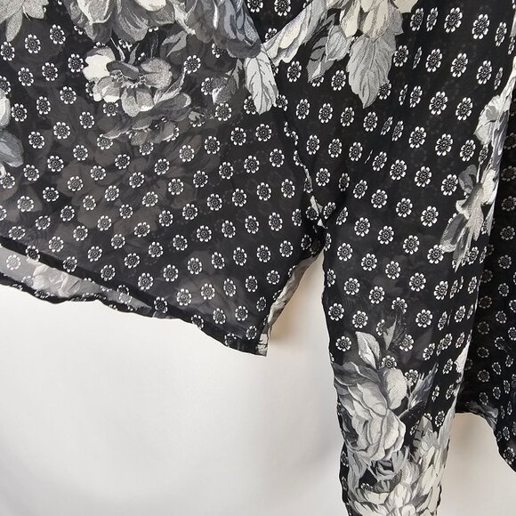 Sheer Floral Layered Look Business Casual Modern Chic Flowy Elegant Top Women XL - Picture 8 of 13